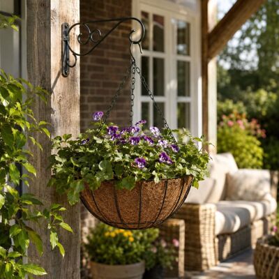 Kinzo bloemenhangmand - hangmand met kokosvezel inleg - hangpot voor bloemen en planten - hangende bloempot - plantenhanger buiten - ca. 31 x 31 x 17 cm Kinzo bloemenhangmand - hangmand met kokosvezel inleg - hangpot voor bloemen en planten - hangende bloempot - plantenhanger buiten - ca. 31 x 31 x 17 cm