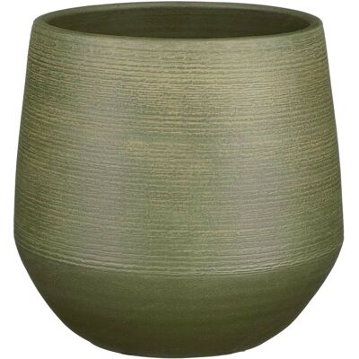 Mica Decorations plantenpot - terracotta - donkergroen relief - d24/h23 cm - bloempot Mica Decorations plantenpot - terracotta - donkergroen relief - d24/h23 cm - bloempot