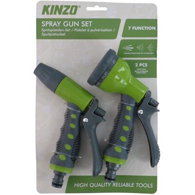 Kinzo sproeikop tuinslang set - 2-delig spuitpistool met verstelbare straalstanden - sproeikop voor tuinslang met grip - sproeipistool voor tuin, auto of terras Kinzo sproeikop tuinslang set - 2-delig spuitpistool met verstelbare straalstanden - sproeikop voor tuinslang met grip - sproeipistool voor tuin, auto of terras