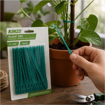 Kinzo plantbinders plant ties - plantenclips voor planten vastbinden - plantenbinder voor plantensteunen - tuinclips voor klimplanten clips - 100 stuks - ca. 13 cm - groen Kinzo plantbinders plant ties - plantenclips voor planten vastbinden - plantenbinder voor plantensteunen - tuinclips voor klimplanten clips - 100 stuks - ca. 13 cm - groen