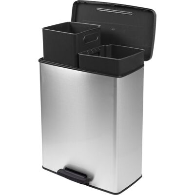 Curver Duo Pedal Prullenbak Deco - 26L+26L Grijs/Zilver Curver Duo Pedal Prullenbak Deco - 26L+26L Grijs/Zilver
