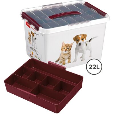 Sunware q-line huisdieren opbergbox met inzet 22l - 40x30x26 cm - wit/rood Sunware q-line huisdieren opbergbox met inzet 22l - 40x30x26 cm - wit/rood