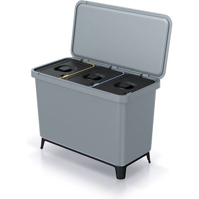 Prosperplast keden systema - afvalbak / prullenbak met scheidingsbakken 3x10l - grijs Prosperplast keden systema - afvalbak / prullenbak met scheidingsbakken 3x10l - grijs