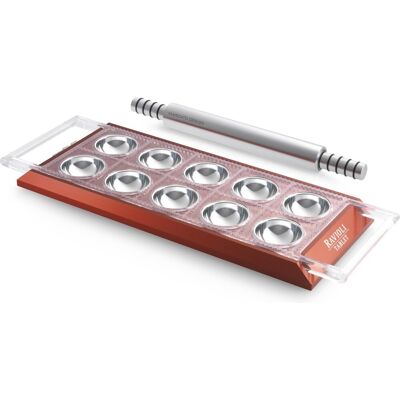 Marcato ravioli maker met deegroller - rood - 10 vaks Marcato ravioli maker met deegroller - rood - 10 vaks