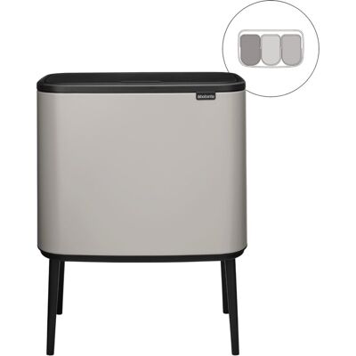 Brabantia bo touch bin prullenbak - 3 x 11 liter - afvalscheiding - soft grey Brabantia bo touch bin prullenbak - 3 x 11 liter - afvalscheiding - soft grey