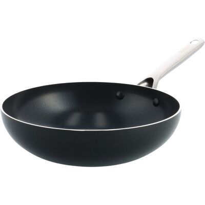 Kochstar nacht keramische wokpan zonder deksel - 28cm - 3.69l - pfas-vrij - inductie wokpan - inductie pan - vaatwasserbestendig - ovenbestendig tot 200° c - keramische anti-aanbaklaag - rvs handgreep - rvs rand - zwart Kochstar nacht keramische wokpan zonder deksel - 28cm - 3.69l - pfas-vrij - inductie wokpan - inductie pan - vaatwasserbestendig - ovenbestendig tot 200° c - keramische anti-aanbaklaag - rvs handgreep - rvs rand - zwart