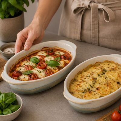 Alpina ovenschalen - 2-delige ovenschaal set - 21x12x4,5cm - ovenbestendig Alpina ovenschalen - 2-delige ovenschaal set - 21x12x4,5cm - ovenbestendig