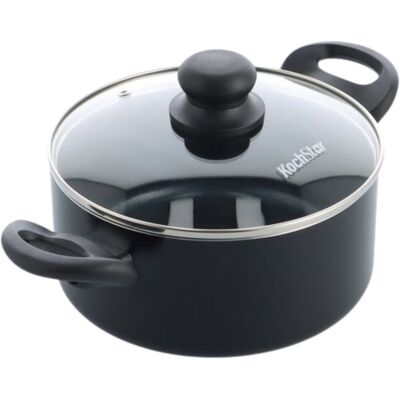 Kochstar essenz keramische kookpan - met deksel - 20cm - 2.7l - pfas-vrij - inductie kookpan - inductie pan - keramische anti-aanbaklaag - koelgreep - ovenbestendig tot 130° c - zwart Kochstar essenz keramische kookpan - met deksel - 20cm - 2.7l - pfas-vrij - inductie kookpan - inductie pan - keramische anti-aanbaklaag - koelgreep - ovenbestendig tot 130° c - zwart