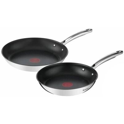 Tefal Zwart Stalen Roestvrijstalen Pan - 28cm, 2 Stuks Tefal Zwart Stalen Roestvrijstalen Pan - 28cm, 2 Stuks