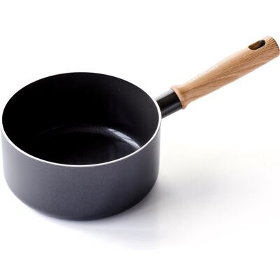 GreenChef vintage steelpan 18cm - 2.1l - pfas-vrije antikleeflaag - wokpan inductie - keramische pan - ovenbestendig tot 160°c - houten handgreep - koelgreep - zonder deksel - zwart GreenChef vintage steelpan 18cm - 2.1l - pfas-vrije antikleeflaag - wokpan inductie - keramische pan - ovenbestendig tot 160°c - houten handgreep - koelgreep - zonder deksel - zwart