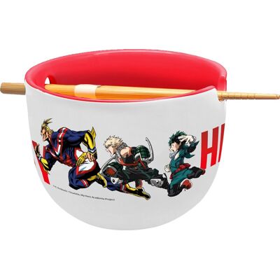 Stor My hero academia - deku, katsuki en all might ramenkom met eetstokjes Stor My hero academia - deku, katsuki en all might ramenkom met eetstokjes
