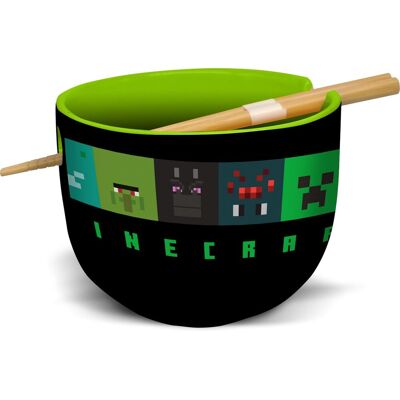 Stor Minecraft - personages gezichten ramenkom met eetstokjes Stor Minecraft - personages gezichten ramenkom met eetstokjes