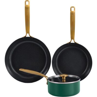 ComBekk element expert pannenset 4-delig - pfas-vrij - 100% gerecycled aluminium - non-stick keramische antiaanbaklaag - geschikt voor inductie - groen ComBekk element expert pannenset 4-delig - pfas-vrij - 100% gerecycled aluminium - non-stick keramische antiaanbaklaag - geschikt voor inductie - groen