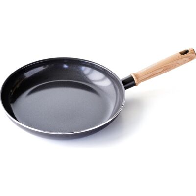 GreenChef vintage koekenpan 26cm - pfas-vrije antikleeflaag - wokpan inductie - keramische pan - ovenbestendig tot 160°c - houten handgreep - koelgreep - zwart GreenChef vintage koekenpan 26cm - pfas-vrije antikleeflaag - wokpan inductie - keramische pan - ovenbestendig tot 160°c - houten handgreep - koelgreep - zwart