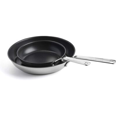 KitchenAid stainless steel koekenpannenset 2-delig - 20/28cm - pfas-vrije antikleeflaag - pannenset inductie - keramische pan - ovenbestendig tot 160°c - zilver KitchenAid stainless steel koekenpannenset 2-delig - 20/28cm - pfas-vrije antikleeflaag - pannenset inductie - keramische pan - ovenbestendig tot 160°c - zilver