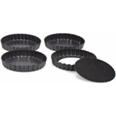 Point-Virgule bakvorm - 4 mini taartvormen - anti-aanbaklaag - losse bodem - ø 10cm Point-Virgule bakvorm - 4 mini taartvormen - anti-aanbaklaag - losse bodem - ø 10cm