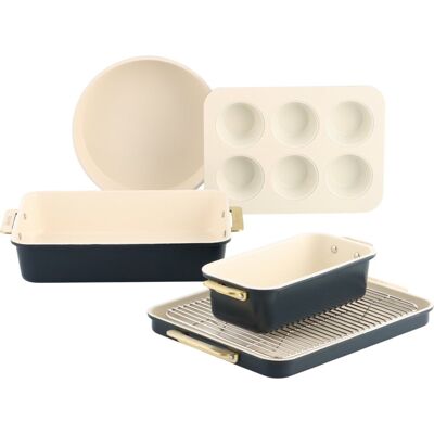 GreenPan padova reserve bakeware 6-delig - pfas-vrije antikleeflaag - keramische bakvorm - ovenbestendig tot 230°c - donkerblauw GreenPan padova reserve bakeware 6-delig - pfas-vrije antikleeflaag - keramische bakvorm - ovenbestendig tot 230°c - donkerblauw