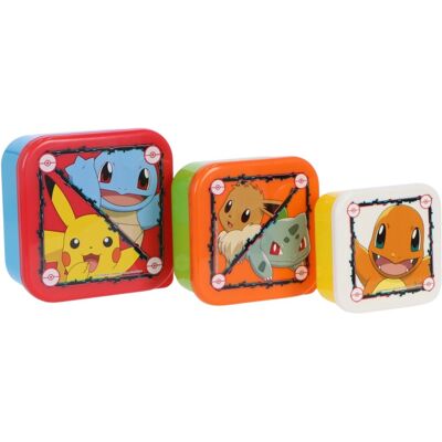 Stor Pokémon 3-in-1 snackdoosjes - 3 formaten - vierkant - sluit goed af - lunchboxen voor kinderen - los deksel - geschikt voor koekjes, fruit en snacks - blauw/geel/groen Stor Pokémon 3-in-1 snackdoosjes - 3 formaten - vierkant - sluit goed af - lunchboxen voor kinderen - los deksel - geschikt voor koekjes, fruit en snacks - blauw/geel/groen