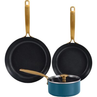 ComBekk element expert pannenset 4-delig - pfas-vrij - 100% gerecycled aluminium - non-stick keramische antiaanbaklaag - geschikt voor inductie - blauw ComBekk element expert pannenset 4-delig - pfas-vrij - 100% gerecycled aluminium - non-stick keramische antiaanbaklaag - geschikt voor inductie - blauw