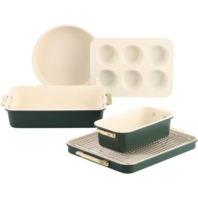 GreenPan padova reserve bakeware 6-delig - pfas-vrije antikleeflaag - keramische bakvorm - ovenbestendig tot 230°c - groen GreenPan padova reserve bakeware 6-delig - pfas-vrije antikleeflaag - keramische bakvorm - ovenbestendig tot 230°c - groen