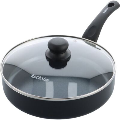 Kochstar essenz keramische hapjespan met deksel - 26cm - 3l - pfas-vrij - inductie hapjespan - inductie pan - keramische anti-aanbaklaag - koelgreep - ovenbestendig tot 130° c - zwart Kochstar essenz keramische hapjespan met deksel - 26cm - 3l - pfas-vrij - inductie hapjespan - inductie pan - keramische anti-aanbaklaag - koelgreep - ovenbestendig tot 130° c - zwart