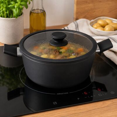 Alpina keramische kookpan ø24 cm - inductie kookpot met keramische antiaanbaklaag - soeppan - pan met deksel Alpina keramische kookpan ø24 cm - inductie kookpot met keramische antiaanbaklaag - soeppan - pan met deksel