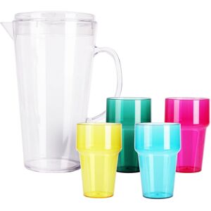 Kunststof Schenkkan met 4 Glazen, 2200ml Multi kleuren Kunststof Schenkkan met 4 Glazen, 2200ml Multi kleuren