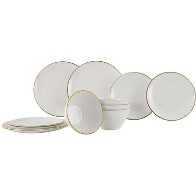 Gimex linea line servies - goud - 12-delig Gimex linea line servies - goud - 12-delig