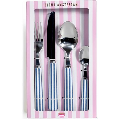 Blond Amsterdam , even bijkletsen bestekset 4-delig, blauw Blond Amsterdam , even bijkletsen bestekset 4-delig, blauw
