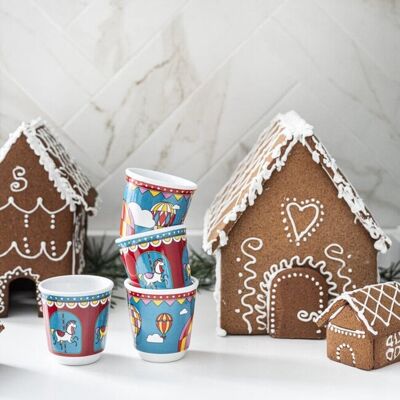 Bialetti winter wonderland espressokopjes 80 ml - set van 4 - keramiek - limited edition Bialetti winter wonderland espressokopjes 80 ml - set van 4 - keramiek - limited edition