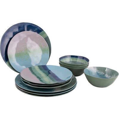 Bo-Camp - servies - halo - blauw/groen - 12 stuks Bo-Camp - servies - halo - blauw/groen - 12 stuks