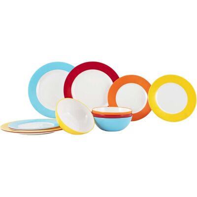 Gimex - colour line - servies - rainbow - 12-delig Gimex - colour line - servies - rainbow - 12-delig