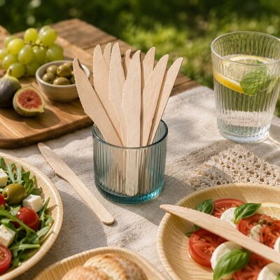 Alpina houten messen - 20 stuks wegwerp messen - wegwerp bestek voor feestjes, bbq en picknick Alpina houten messen - 20 stuks wegwerp messen - wegwerp bestek voor feestjes, bbq en picknick