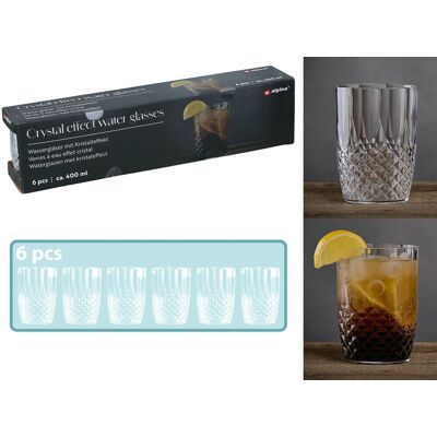 Alpina Set van 6 waterglazen - 400 ml - kunststof - transparant - vaatwasbestendig - voor water, fris en cocktails Alpina Set van 6 waterglazen - 400 ml - kunststof - transparant - vaatwasbestendig - voor water, fris en cocktails