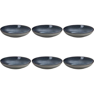 Medard De Noblat - feeling indigo - diep bord 24.5 cm - 6 delig - stoneware Medard De Noblat - feeling indigo - diep bord 24.5 cm - 6 delig - stoneware