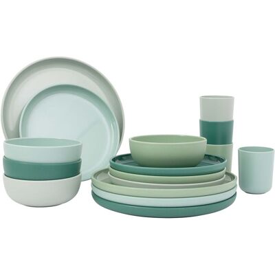 Bo-Camp servies - dune - rpet - groen - 16-delig Bo-Camp servies - dune - rpet - groen - 16-delig
