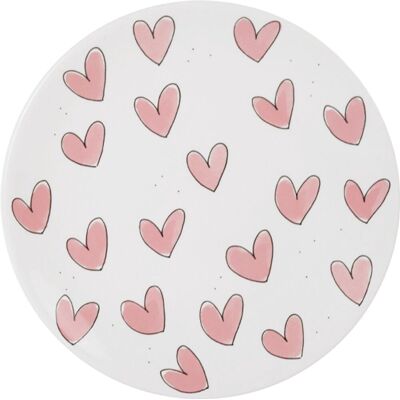 Blond Amsterdam , even bijkletsen, pink: bord 22 cm hearts Blond Amsterdam , even bijkletsen, pink: bord 22 cm hearts