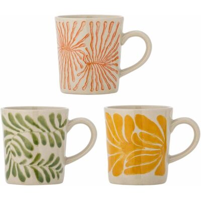 Bloomingville mok aardewerk geel fauni - set van 3 Bloomingville mok aardewerk geel fauni - set van 3