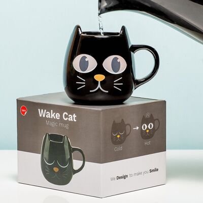 Balvi mok tas kat wake zwart thermogevoelige beker Balvi mok tas kat wake zwart thermogevoelige beker