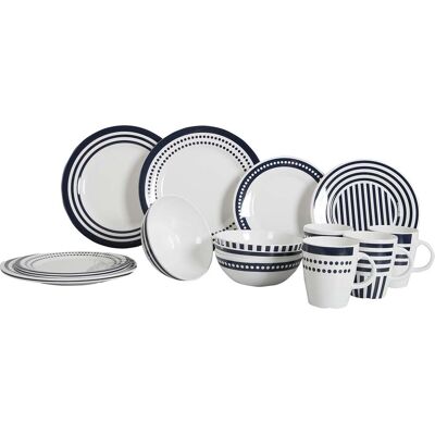 Gimex marine line servies - blue beta - 16-delig Gimex marine line servies - blue beta - 16-delig