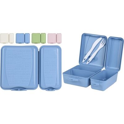 AM-63 Dubbele lunchbox + bestekset assorti AM-63 Dubbele lunchbox + bestekset assorti