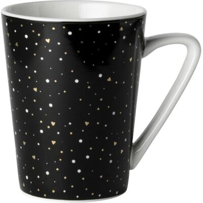 Dutch Rose loft zwart-wit mok zwart met glitters 31 cl Dutch Rose loft zwart-wit mok zwart met glitters 31 cl