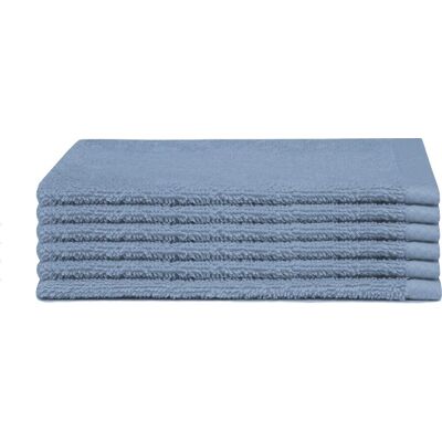 Seahorse pure - washandjes - 16x21 cm - denim - set van 6 Seahorse pure - washandjes - 16x21 cm - denim - set van 6