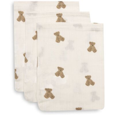 Jollein hydrofiel washandje 15x20cm mini teddy bear (3pack) Jollein hydrofiel washandje 15x20cm mini teddy bear (3pack)