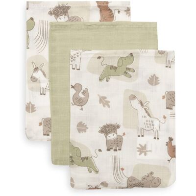 Jollein hydrofiel washandje 15x20cm barn buddies (3pack) Jollein hydrofiel washandje 15x20cm barn buddies (3pack)