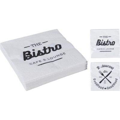 Basic Servetten bistro design 20 stuks wit Basic Servetten bistro design 20 stuks wit