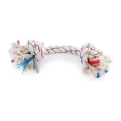 Martin Flostouw Tricolor 2 Knopen - 16 CM Hondenspeelgoed Martin Flostouw Tricolor 2 Knopen - 16 CM Hondenspeelgoed