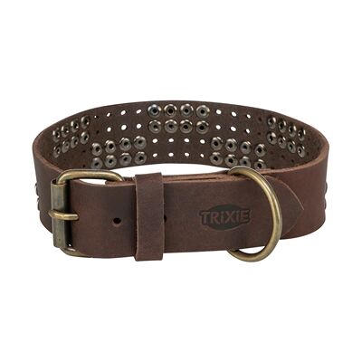 Trixie halsband hond rivet rustic vetleer donkerbruin Trixie halsband hond rivet rustic vetleer donkerbruin