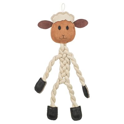Trixie schaap touw met leer bruin Trixie schaap touw met leer bruin
