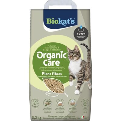 Biokat's organic care plant fibres extra - 3,2 kg - kattenbakvulling - klontvormend - zonder geur Biokat's organic care plant fibres extra - 3,2 kg - kattenbakvulling - klontvormend - zonder geur